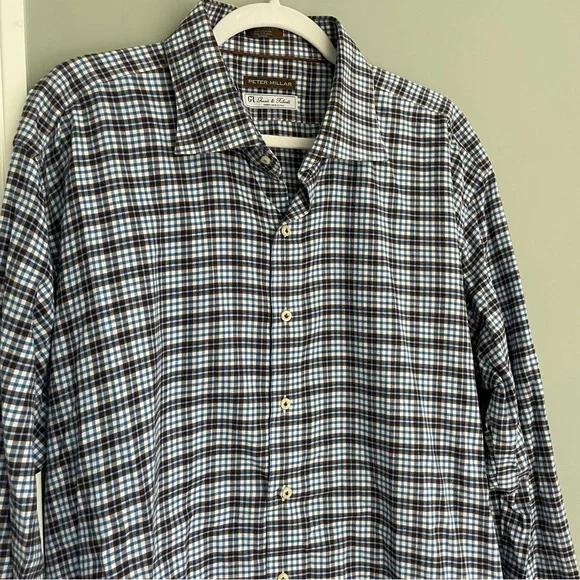 3 for $30 | Peter Millar Grandi & Rubinelli Blue Plaid Button Up Shirt - Picture 4 of 13